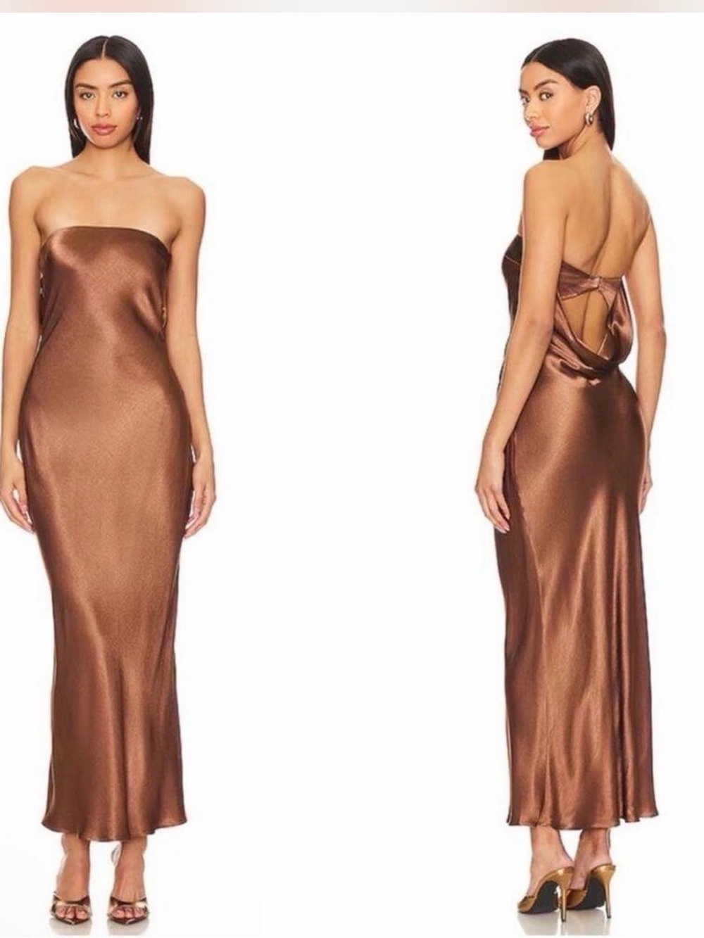 bec + bridge Strapless Satin Slip Dress in Bronze